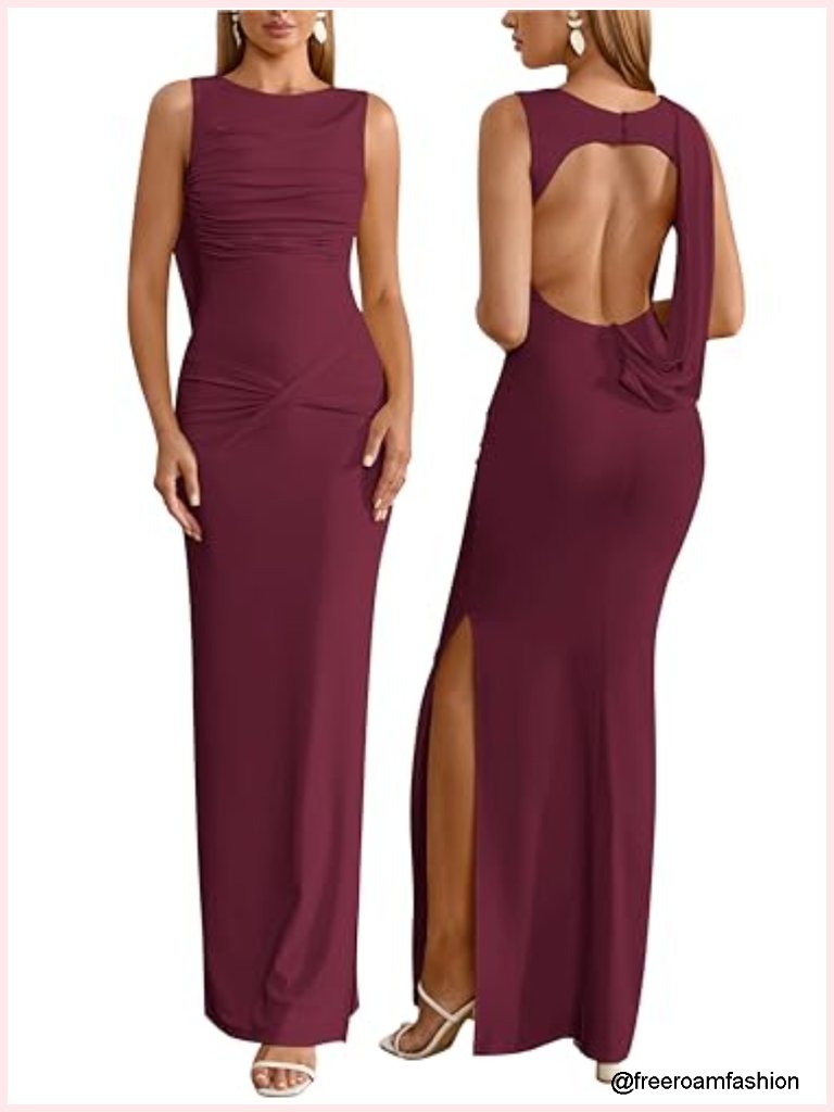 Bodycon Maxi Dress With Convertible Tie Keyhole Back